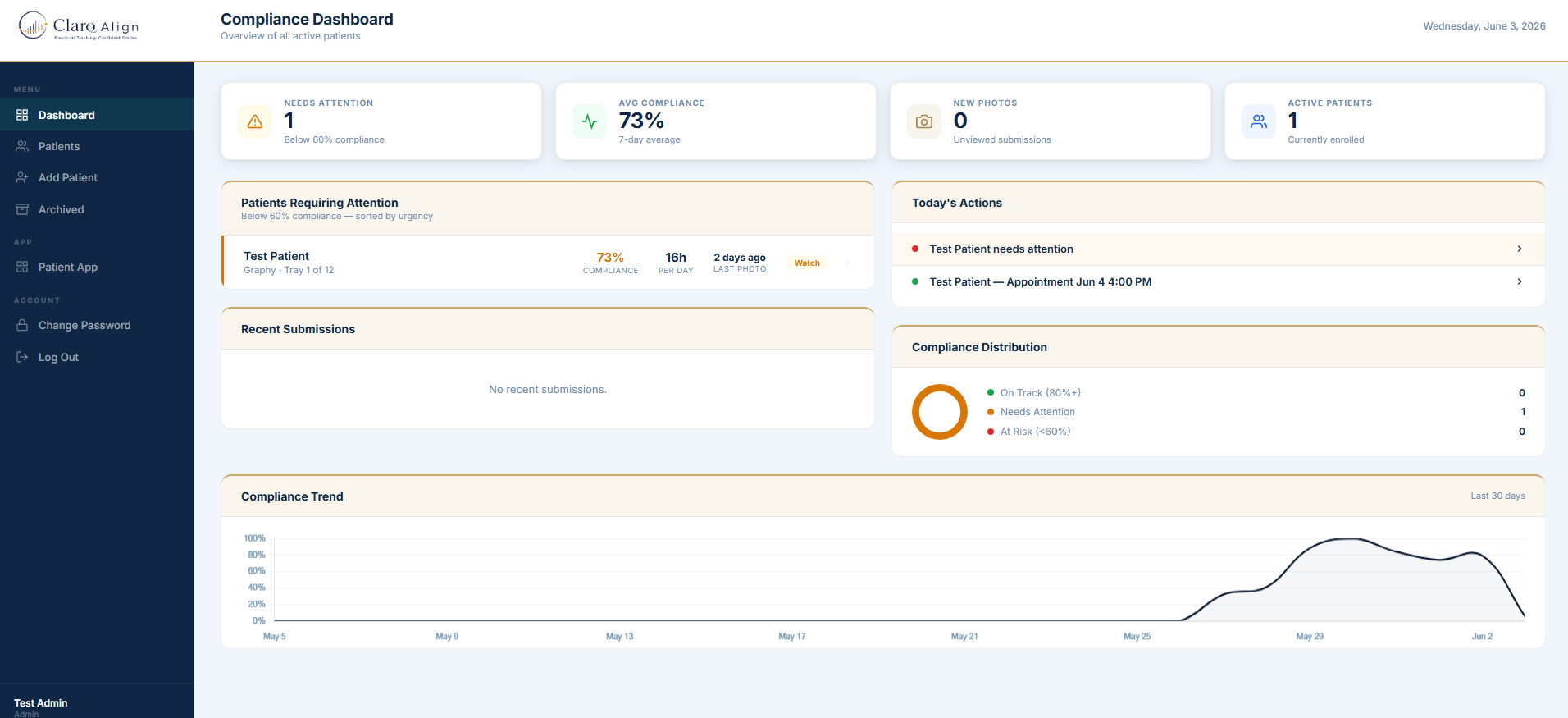 Claro Align dashboard