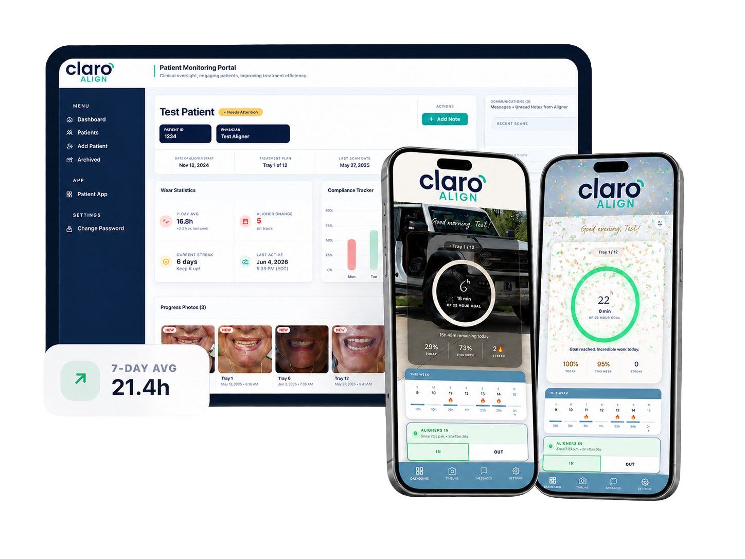 Claro Align clinic portal and patient app preview