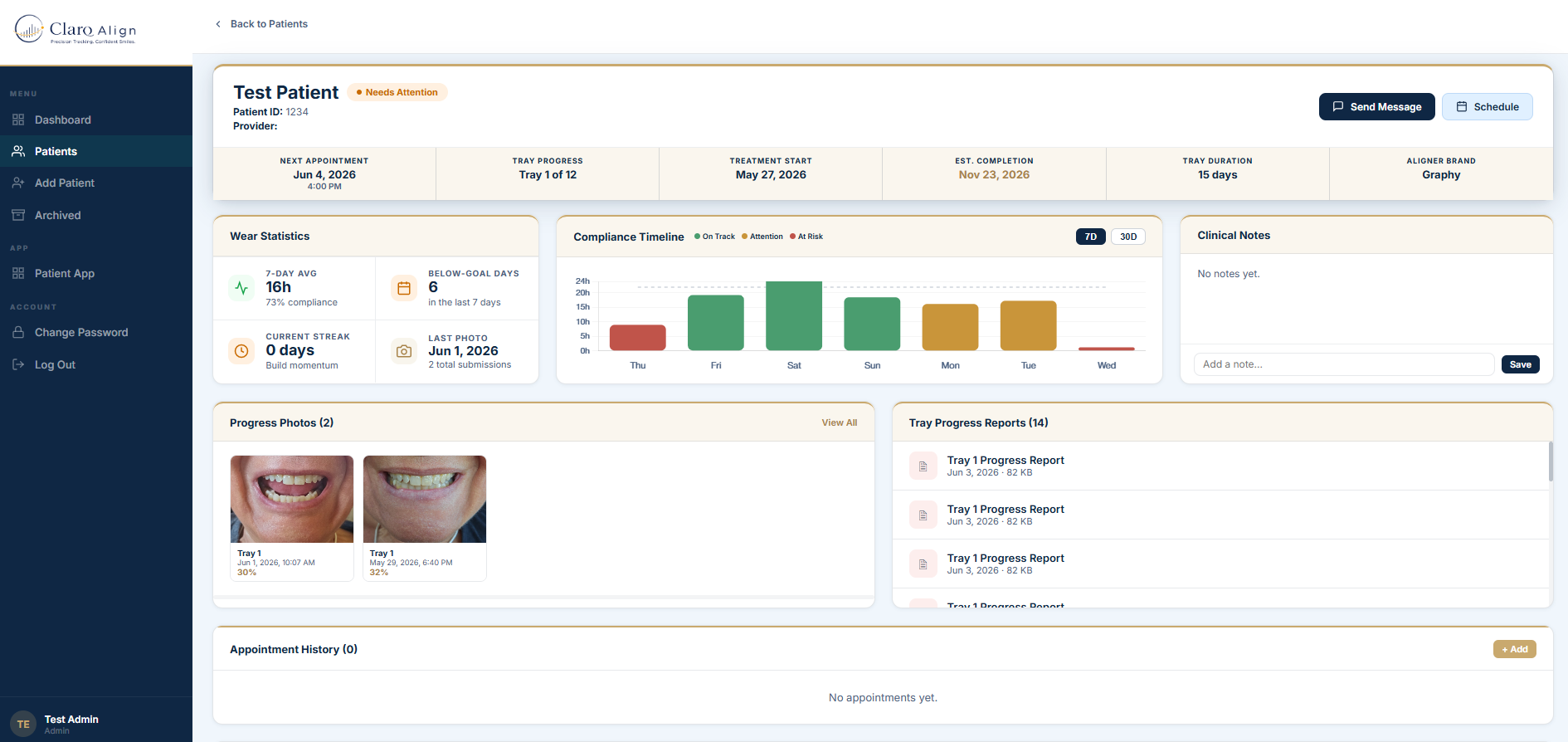 Claro Align patient screen screenshot