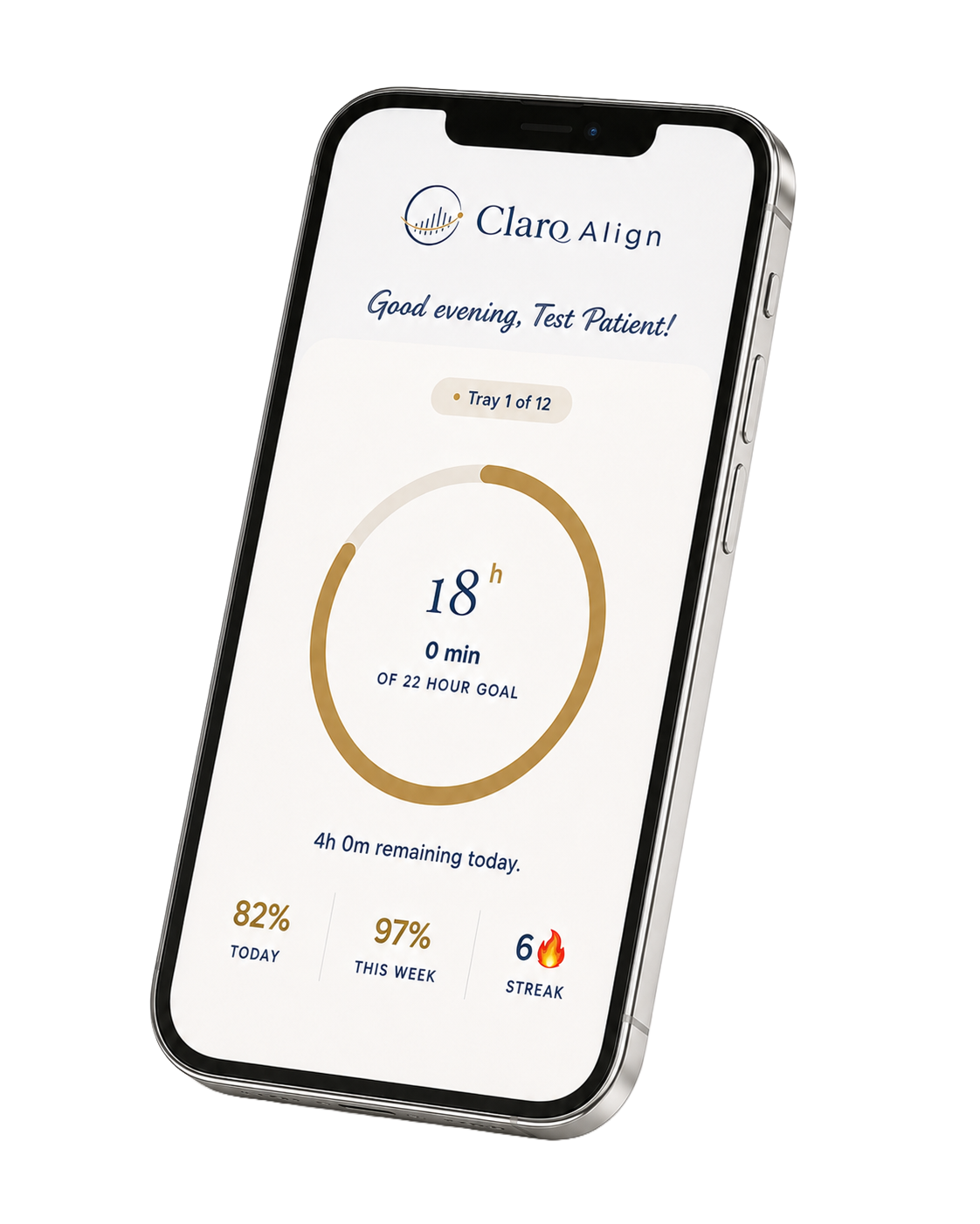 Claro Align patient app gold ring screen